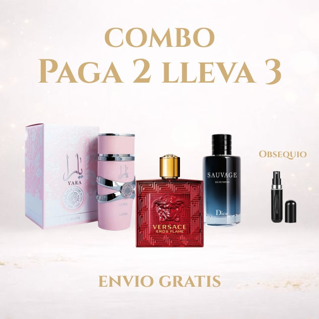 KIT 3 PERFUMES (FLAME+YARA+SAUAVAGE)