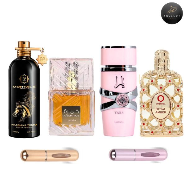 KIT 4 PERFUMES (TONKA+KHAMRAH+YARA+ROYAL))