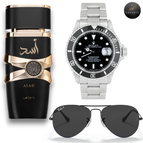 ASAD+RELOJPLATANEGRO+GAFASRAYBAN