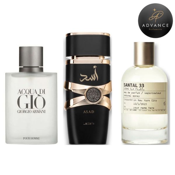 KIT 3 PERFUMES (ACQUADIGIO+ASAD+SANTAL33)