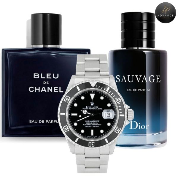 KIT 3 PERFUMES (BLEU+RELOJ+SAUVAGE)