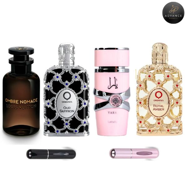 KIT 4 PERFUMES (NOMADE+OUDSAFRON+YARA+ROYAL))