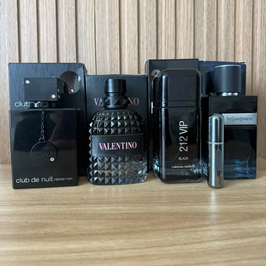 COMBO BLACK PARA CABALLERO 4 PERFUMES + ATOMIZADOR DE OBSEQUIO 🎁