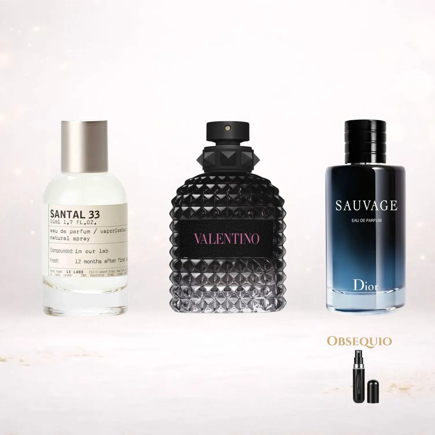Kit Exclusivo 3x2 Santal33 · Valentino BornInRoma + Sauvage