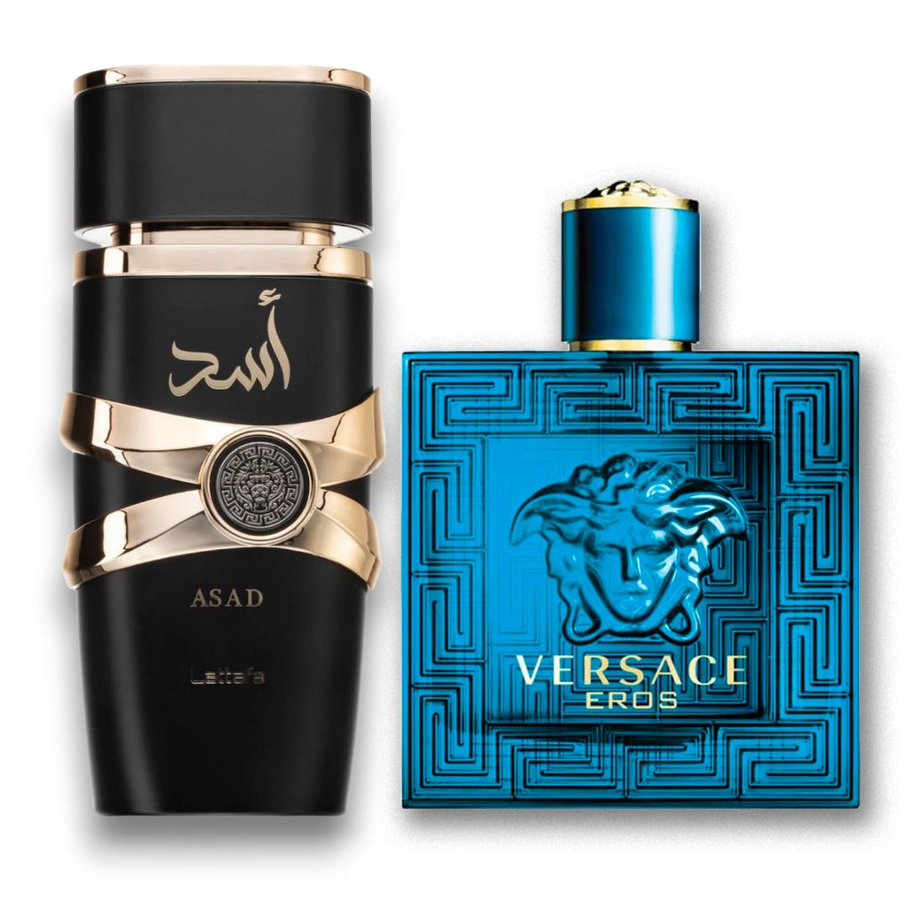 KIT PERFUMES ASAD+VERSACE EROS – Advance Perfumeria