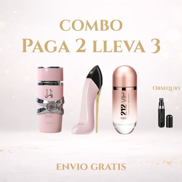 Combo 212 Vip Rose + Yara + Good Girl Blush + Perfumero