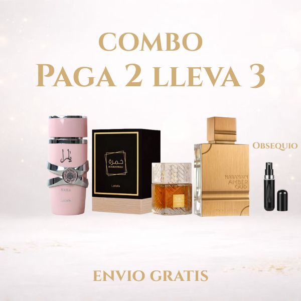 Kit 3 perfumes Yara + Khamrah + Haramain Gold