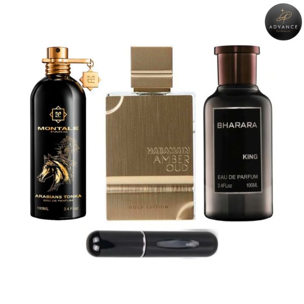 KIT 3 PERFUMES (TONKA+AMBEROUD+BHARARAKINGCAJA)