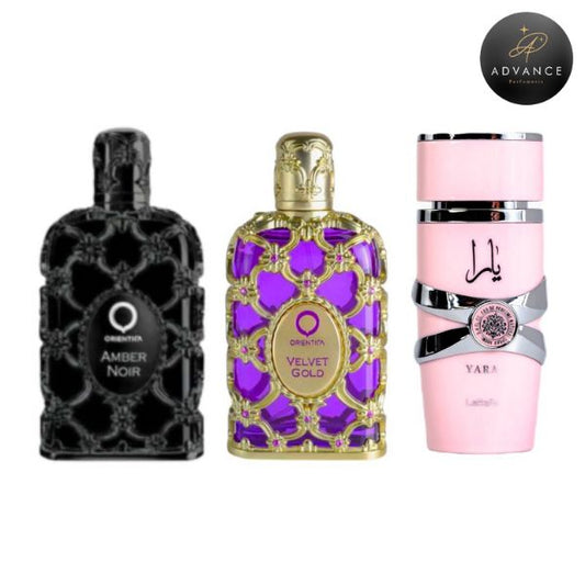 KIT 3 PERFUMES (AMBERNOIR+VELVETCAJA+YARA)