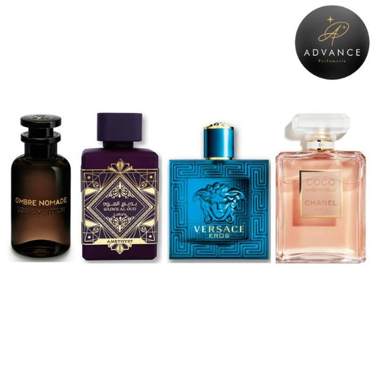 KIT 4 PERFUMES (OMBRENOMADA+AMETHYST+EROS+COCO)