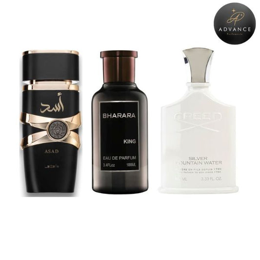 KIT 3 PERFUMES (ASAD+BHARARA+SILVERMOUNTAIN)