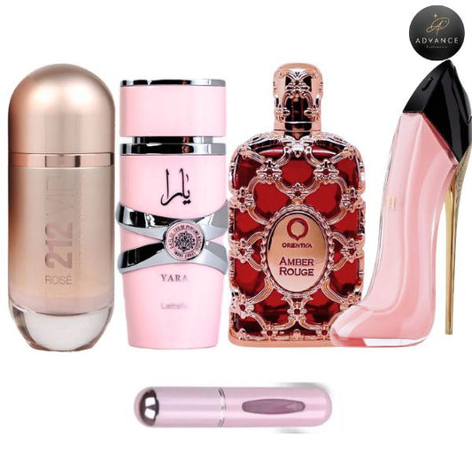 KIT 4 PERFUMES (YARA+BLUSH+ROUGE+212ROSE)