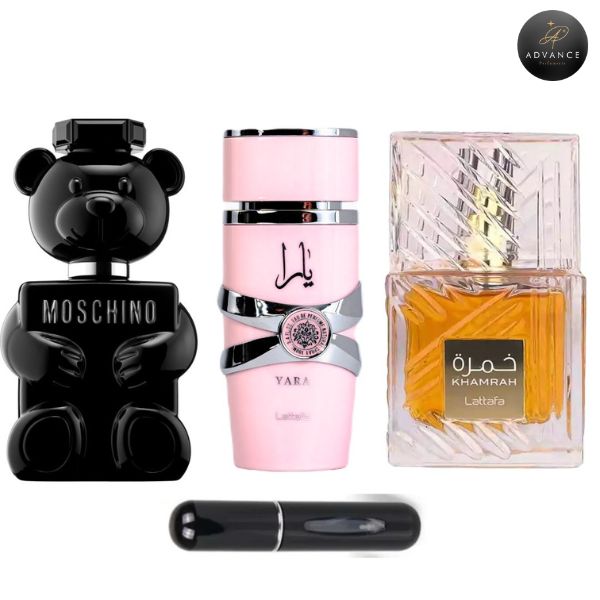 KIT 3 PERFUMES (TOYBOY+YARA+KHAMRAHESTUCHE)