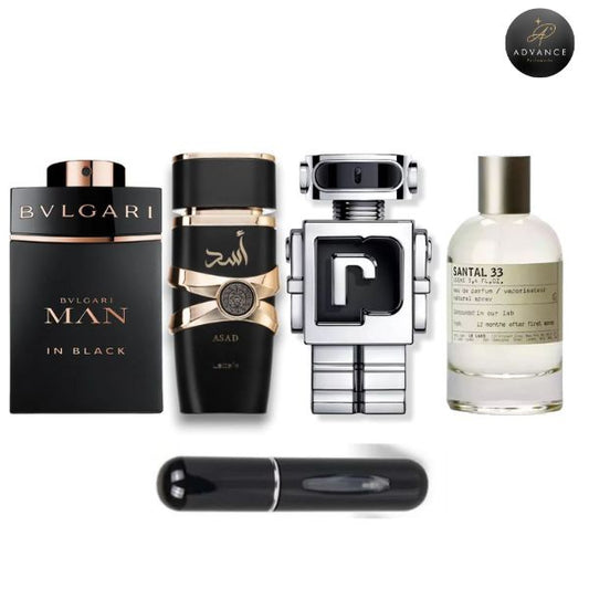 KIT 4 PERFUMES (MANINBLACK+ASAD+PHANTOM+SANTAL)
