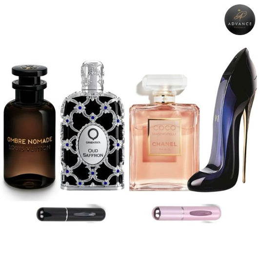KIT 4 PERFUMES (NOMADE+OUDSAFFRON+CHANEL+GOODGIRL)