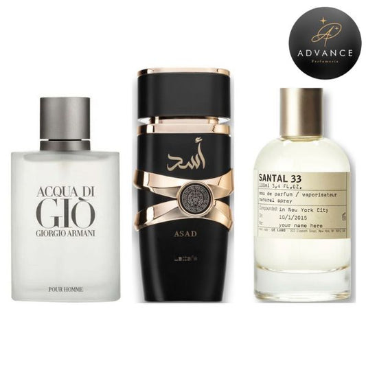 KIT 3 PERFUMES (ACQUADIGIO+ASAD+SANTAL33)