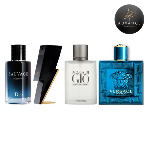 KIT 4 PERFUMES  (SAUVAGE+BADBOY+ACQUADIGIO+EROS)