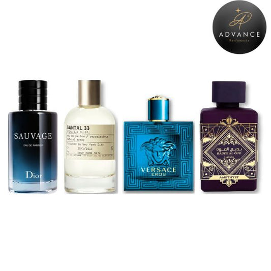 KIT 4 PERFUMES (Sauvage-Santal33-Eros-Amethyst)