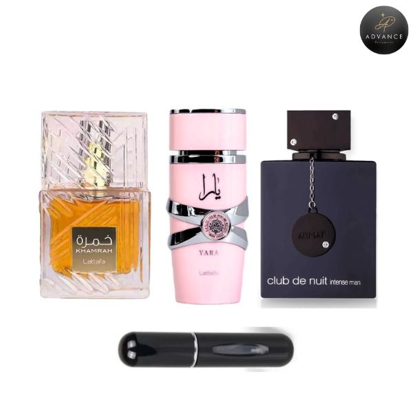 KIT 3 PERFUMES (KHAMRAH+YARA+CLUBNUIT)