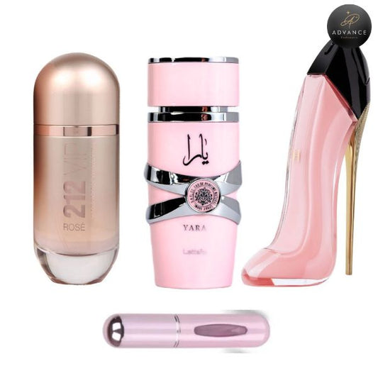 KIT 3 PERFUMES (212 ROSE + YARA + BLUSH)