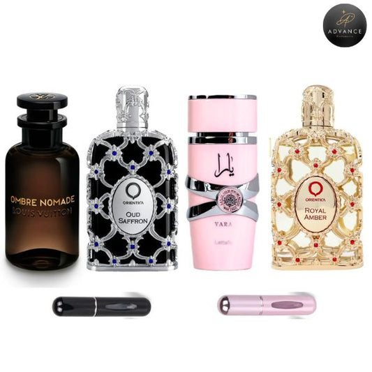 KIT 4 PERFUMES (NOMADE+OUDSAFRON+YARA+ROYAL))