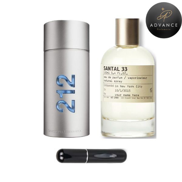 KIT 2 PERFUMES (212 MEN + SANTAL 33 100ML + PERFUMERO)
