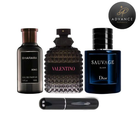 KIT 3 PERFUMES (BHARARAKING+BORNINROMA+SAUVAGELIXIR)