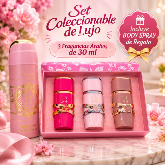 Set Coleccionable de Lujo: 3 Perfumes + Body Spray de Regalo