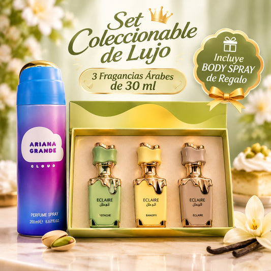 Set Coleccionable de Lujo: 3 Perfumes + Body Spray de Regalo