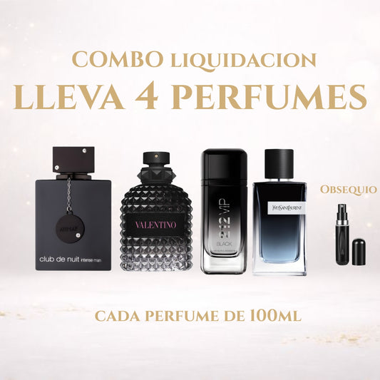 COMBO BLACK PARA CABALLERO 4 PERFUMES + ATOMIZADOR DE OBSEQUIO 🎁