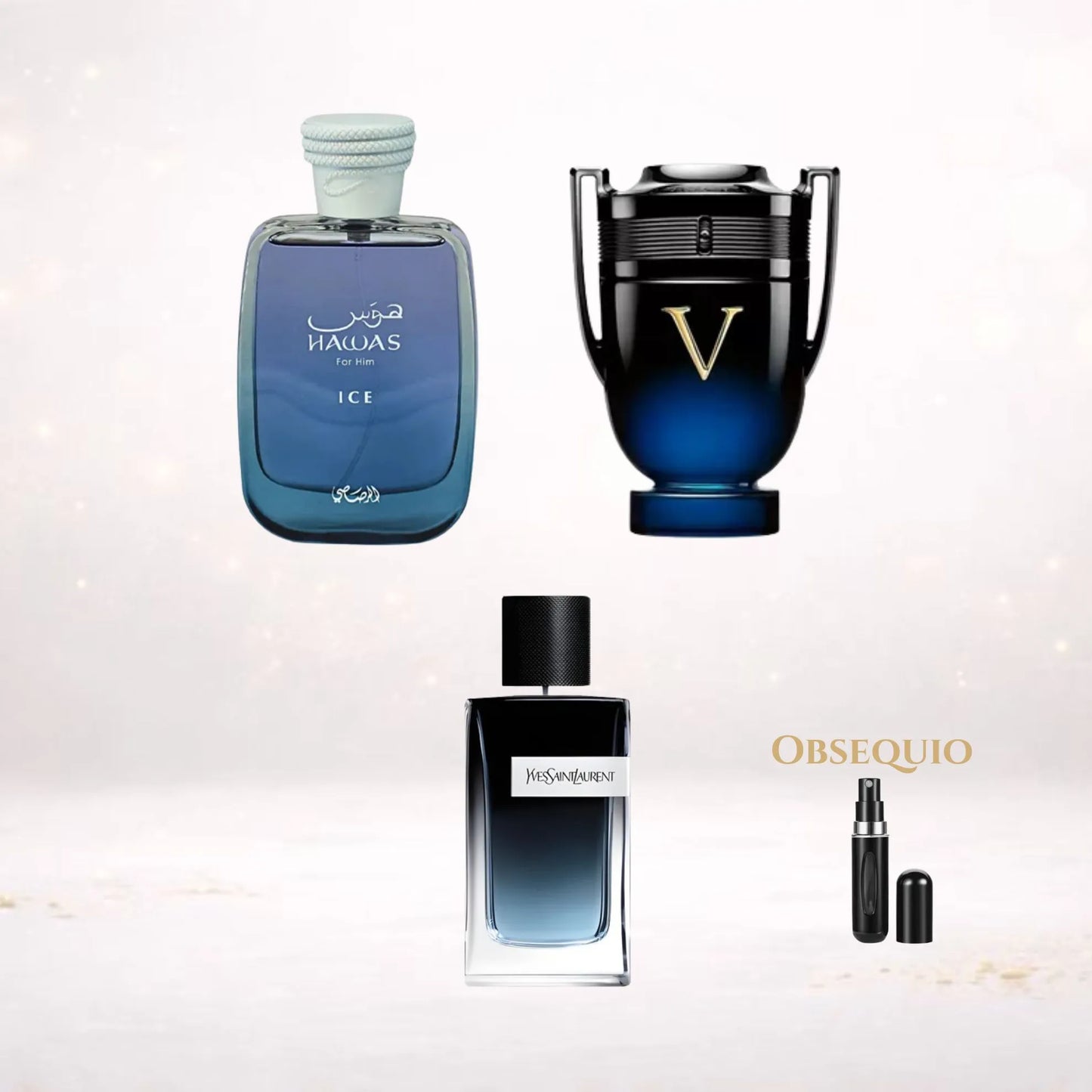Kit Exclusivo Hawas Ice + YvesSaintLaurentEDP + Invictus Victory Elixir